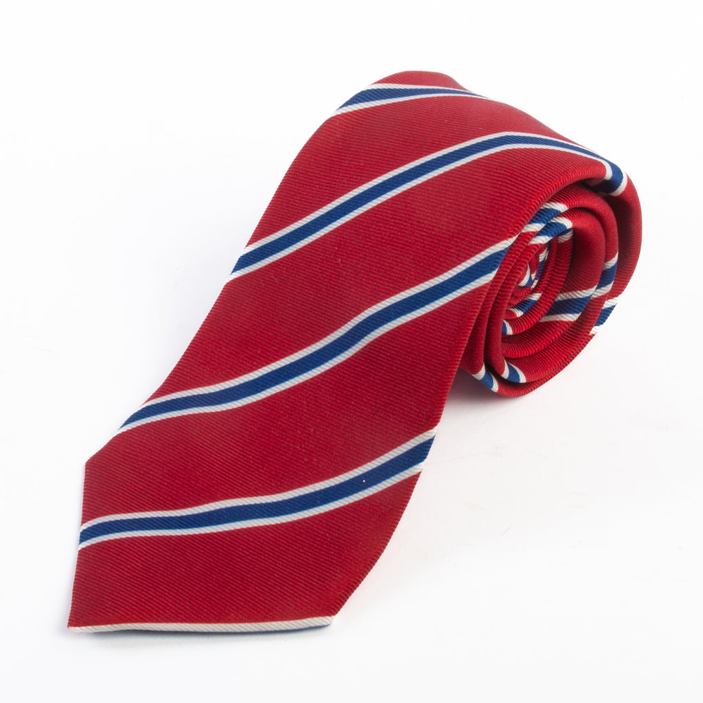 Corneliani Blue on Red Striped Silk Tie