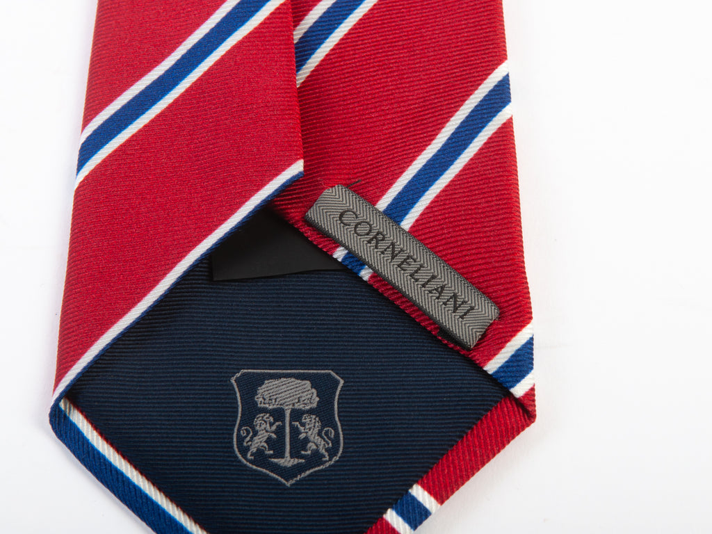 Corneliani Blue on Red Striped Silk Tie