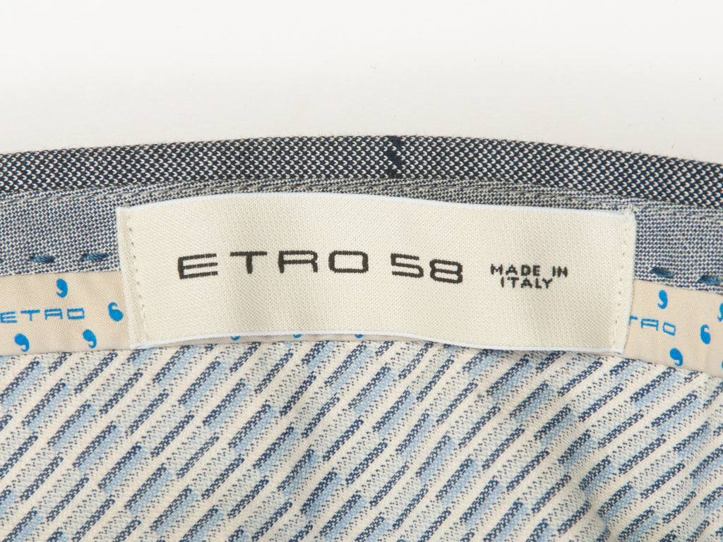 Etro Slate Grey Windowpane Check Cotton Trousers