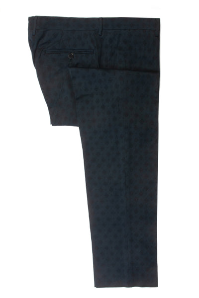 Etro Midnight Blue Geometric Twill Cotton Trousers