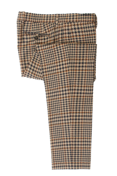 Etro Brown Houndstooth Silk Linen Trousers