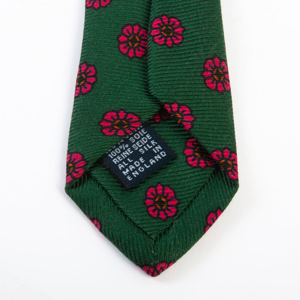 Drake’s Green Floral Print Tie