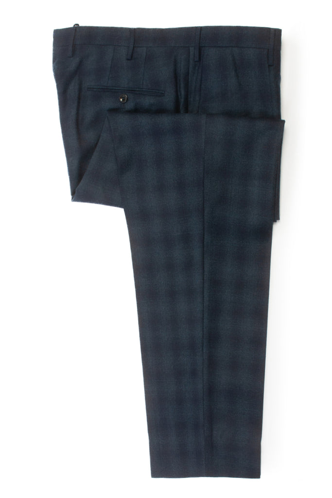 Incotex Dark Blue Check Matty Regular Fit Trousers