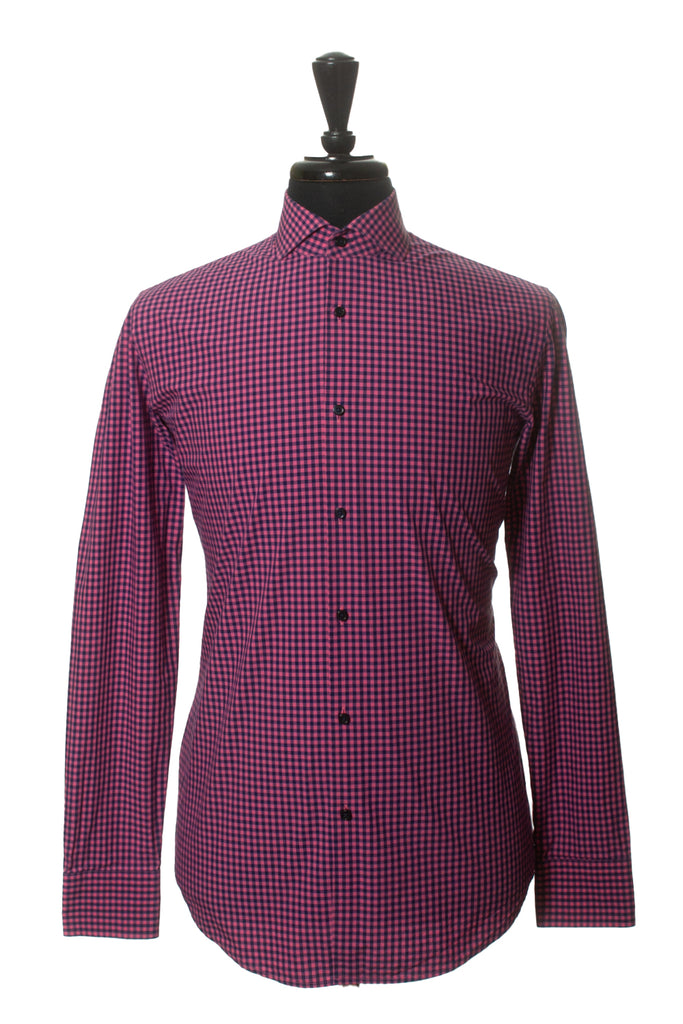 Hugo Boss Navy on Pink Check Slim Fit Jager Dress Shirt