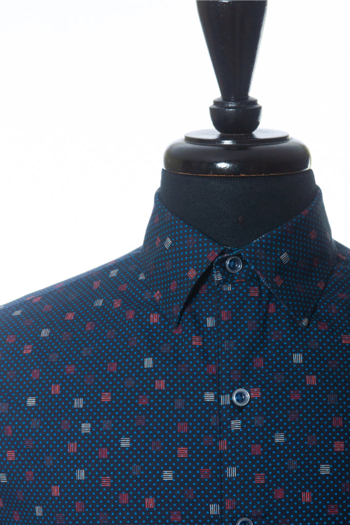 Robert Graham Blue Dotted Print Classic Fit Shirt