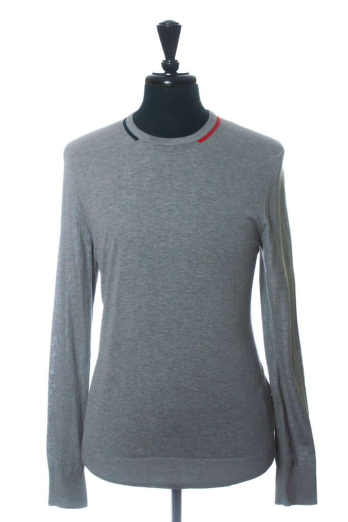 Moncler Grey Girocoolo Tricot Cotton Crewneck Sweater