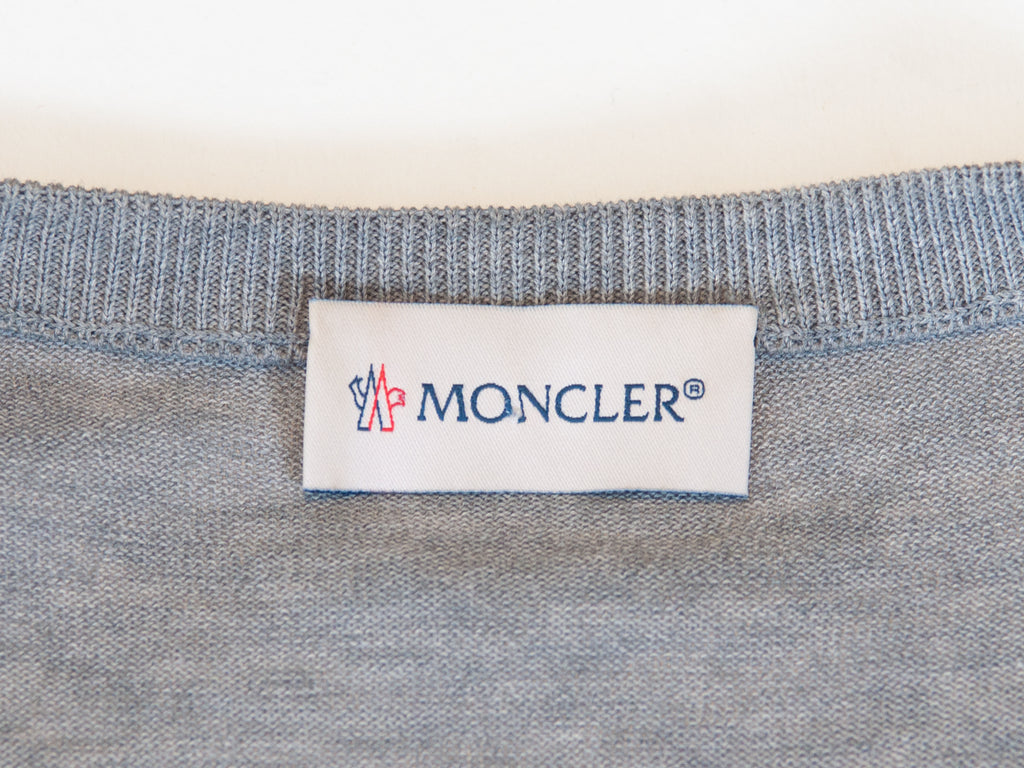 Moncler Grey Girocoolo Tricot Cotton Crewneck Sweater