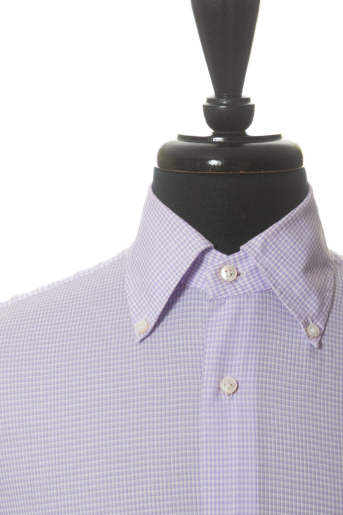 Truzzi Lilac Check Button Down Dress Shirt