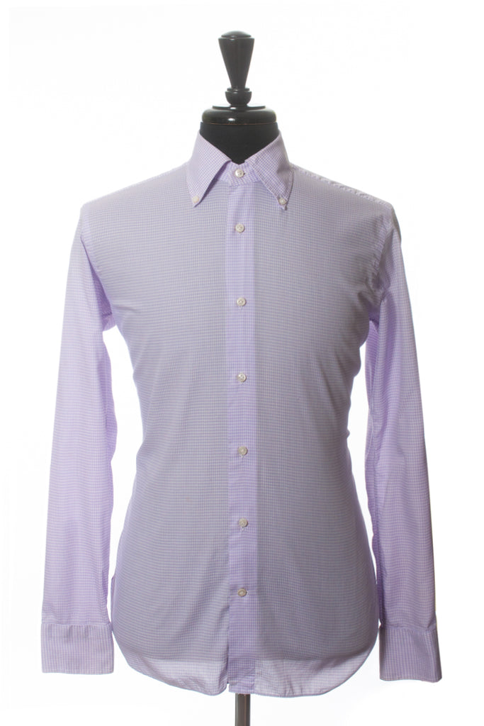 Truzzi Lilac Check Button Down Dress Shirt