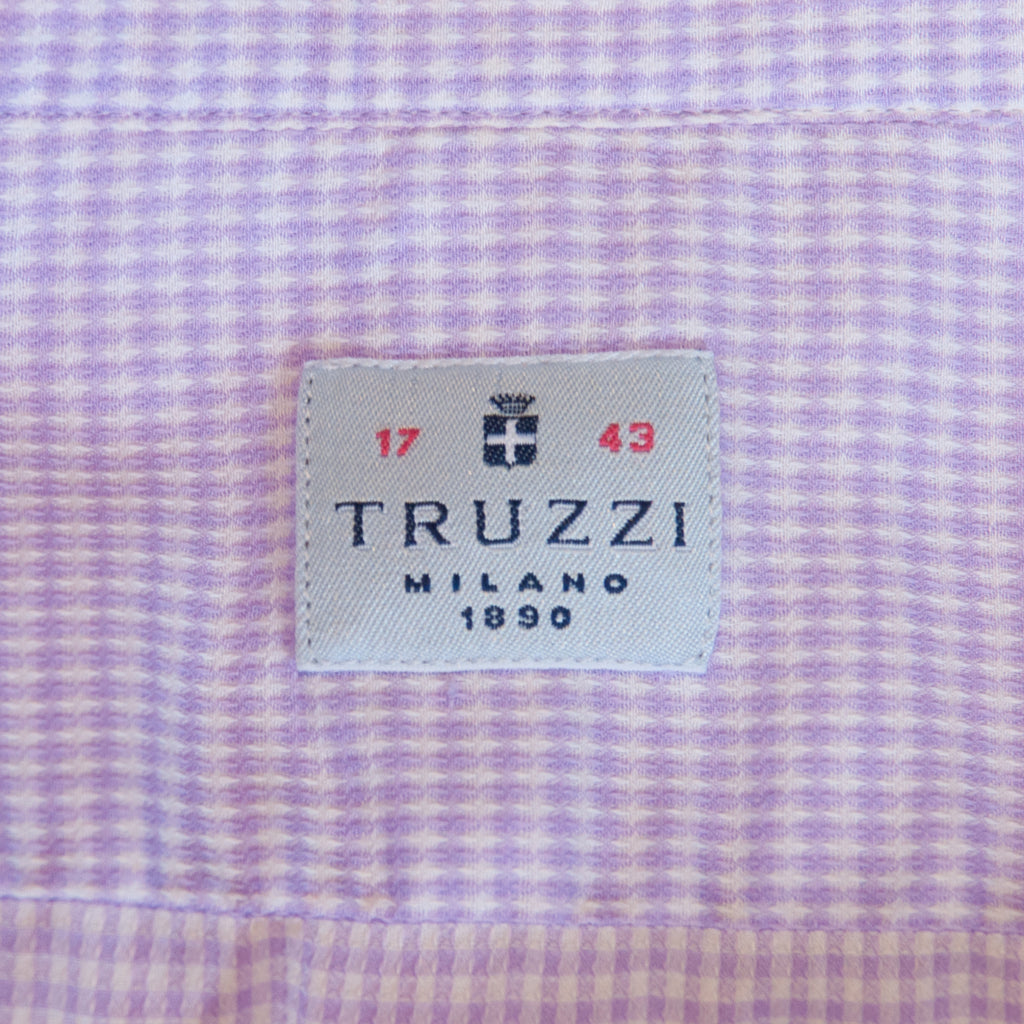 Truzzi Lilac Check Button Down Dress Shirt