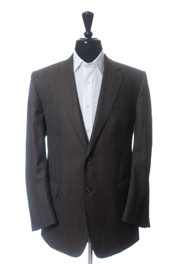 Sam Abouhassan Brown Check Super 120s Wool Blazer