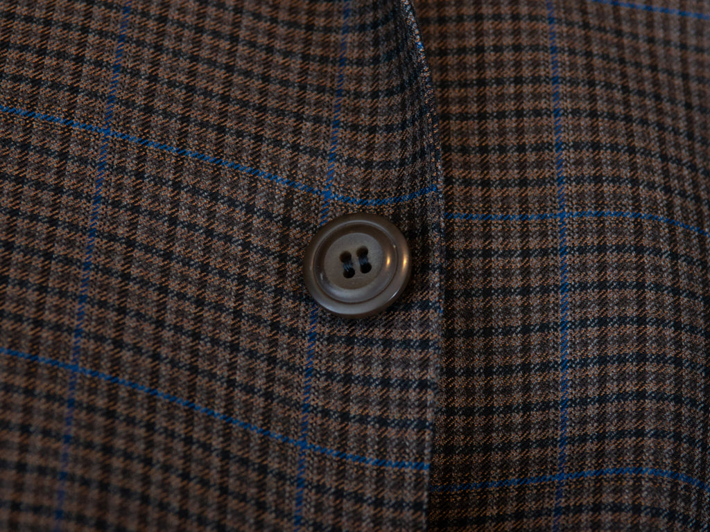 Sam Abouhassan Brown Check Super 120s Wool Blazer