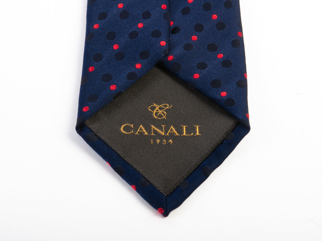 Canali 1934 Navy Blue Polka Dot Tie