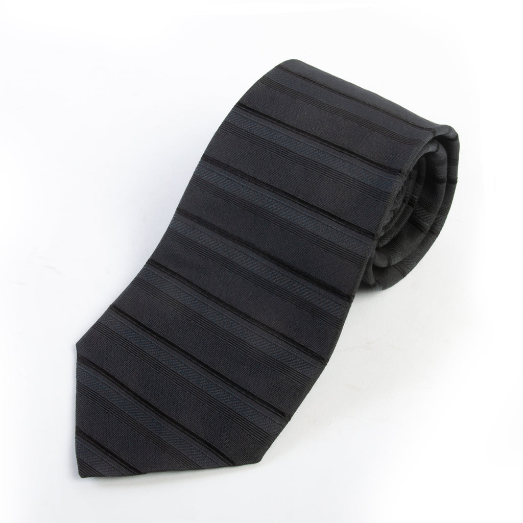 Hugo Boss Charcoal Grey Horizontal Striped Tie