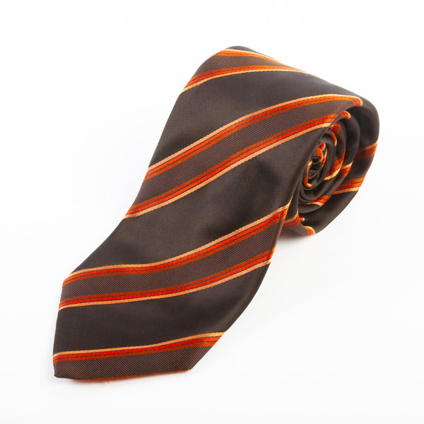 Hugo Boss Brown Striped Silk Tie