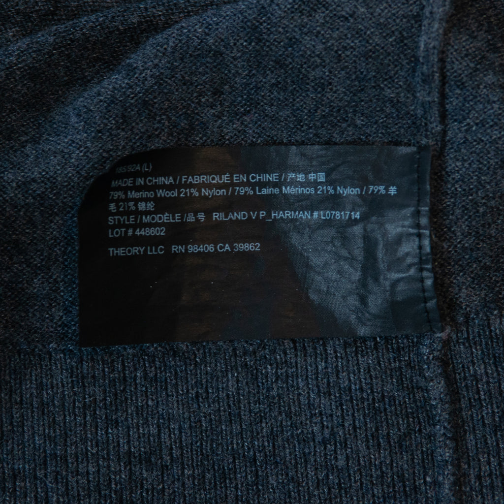 Theory Grey Riland P_Harman V-Neck Sweater