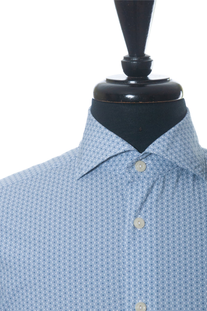 Eton Blue Dot Medallion Slim Fit Poplin Shirt