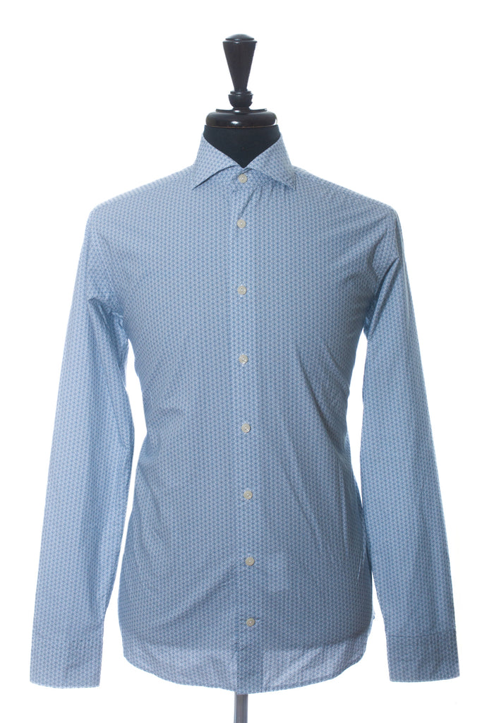 Eton Blue Dot Medallion Slim Fit Poplin Shirt