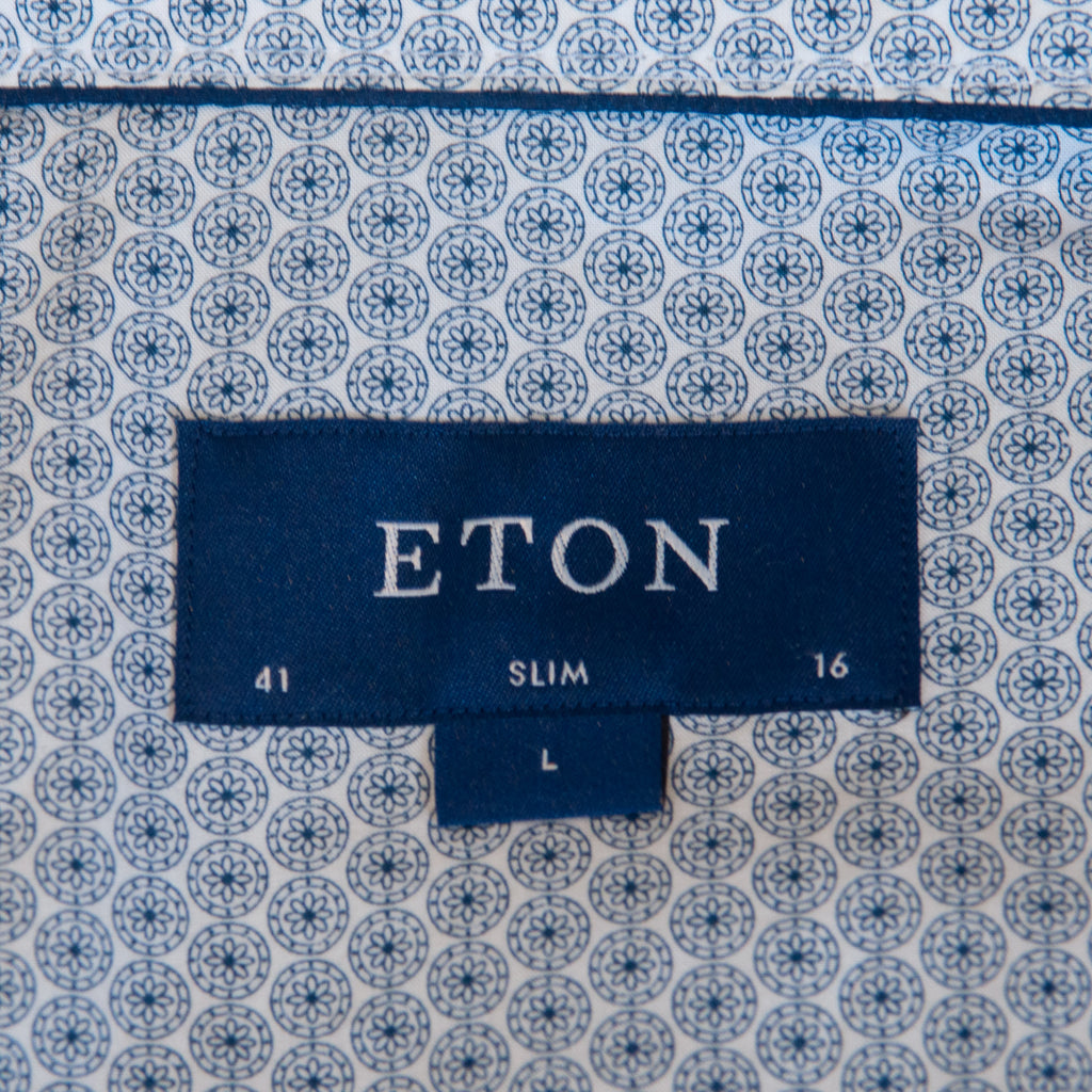 Eton Blue Dot Medallion Slim Fit Poplin Shirt