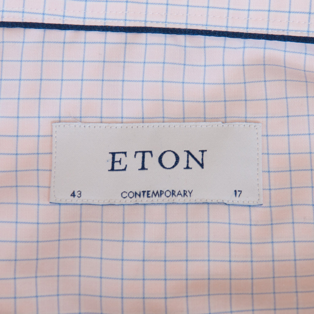 Eton Blue on Pink Graph Check Contemporary Fit Shirt