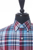 Ermenegildo Zegna Blue and Burgundy Check Button Down Shirt