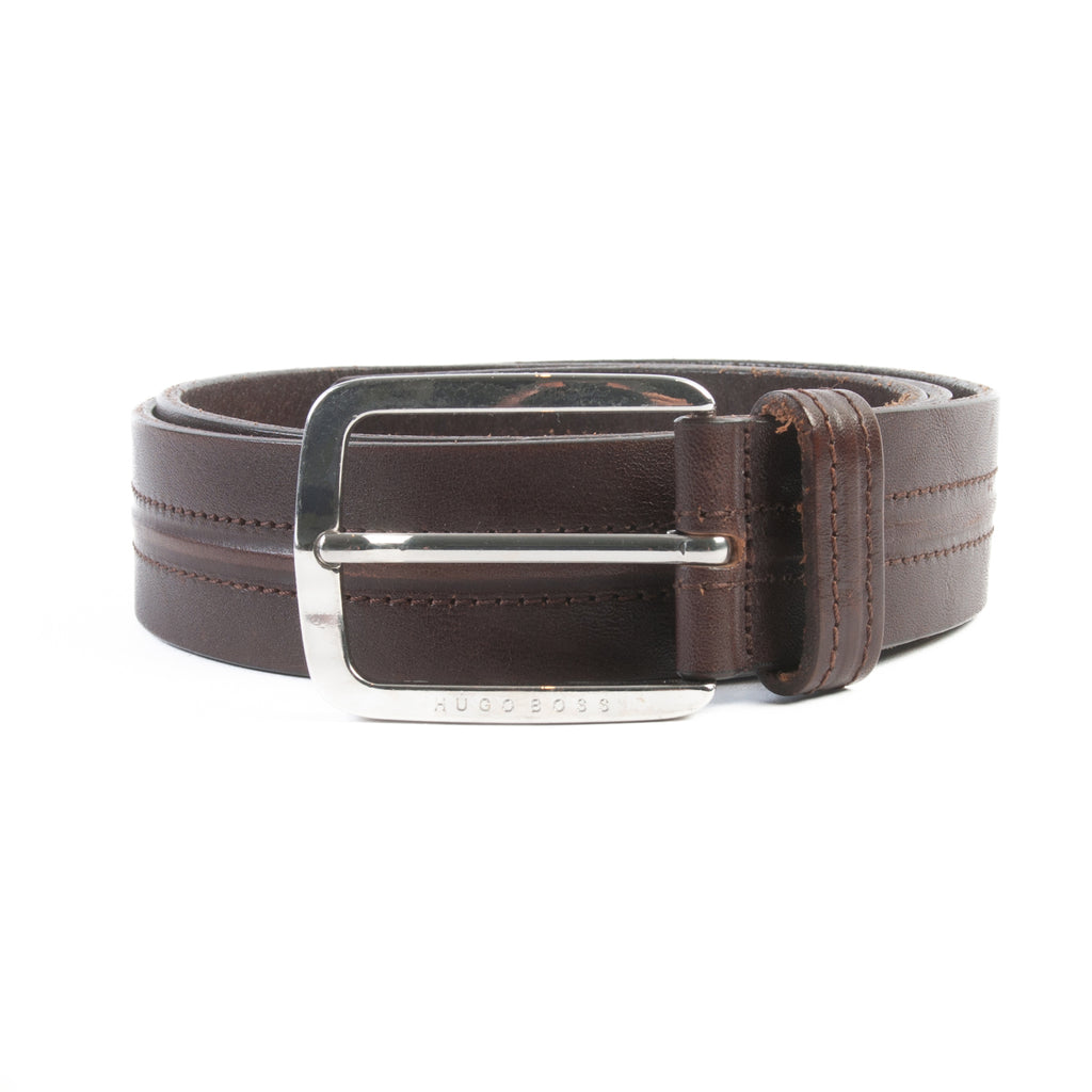 Hugo Boss Brown Cow Skin Leather Sombato Belt