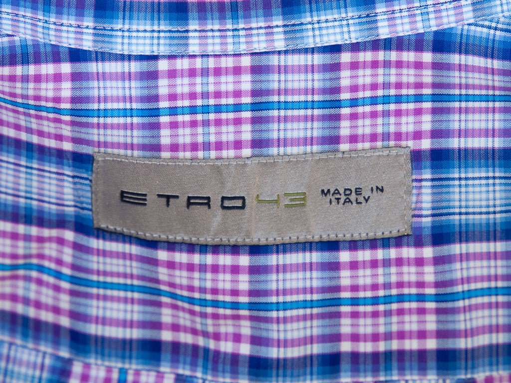 Etro Violet and Blue Check Shirt