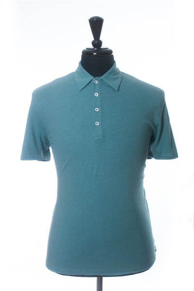 Rag & Bone Blue Linen Blend Short Sleeve Polo