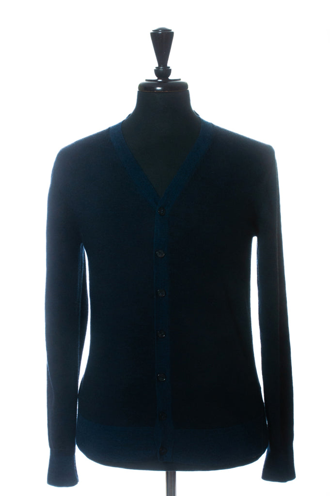 Patrick Assaraf Blue Extra Fine Merino Cardigan Sweater