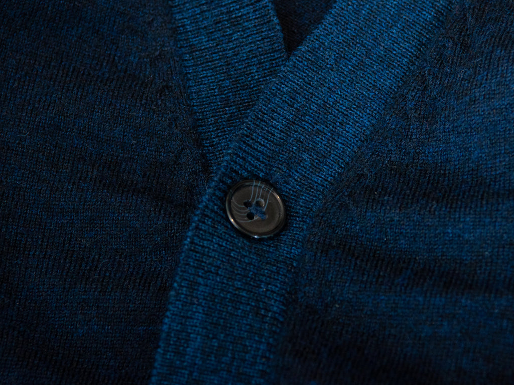 Patrick Assaraf Blue Extra Fine Merino Cardigan Sweater