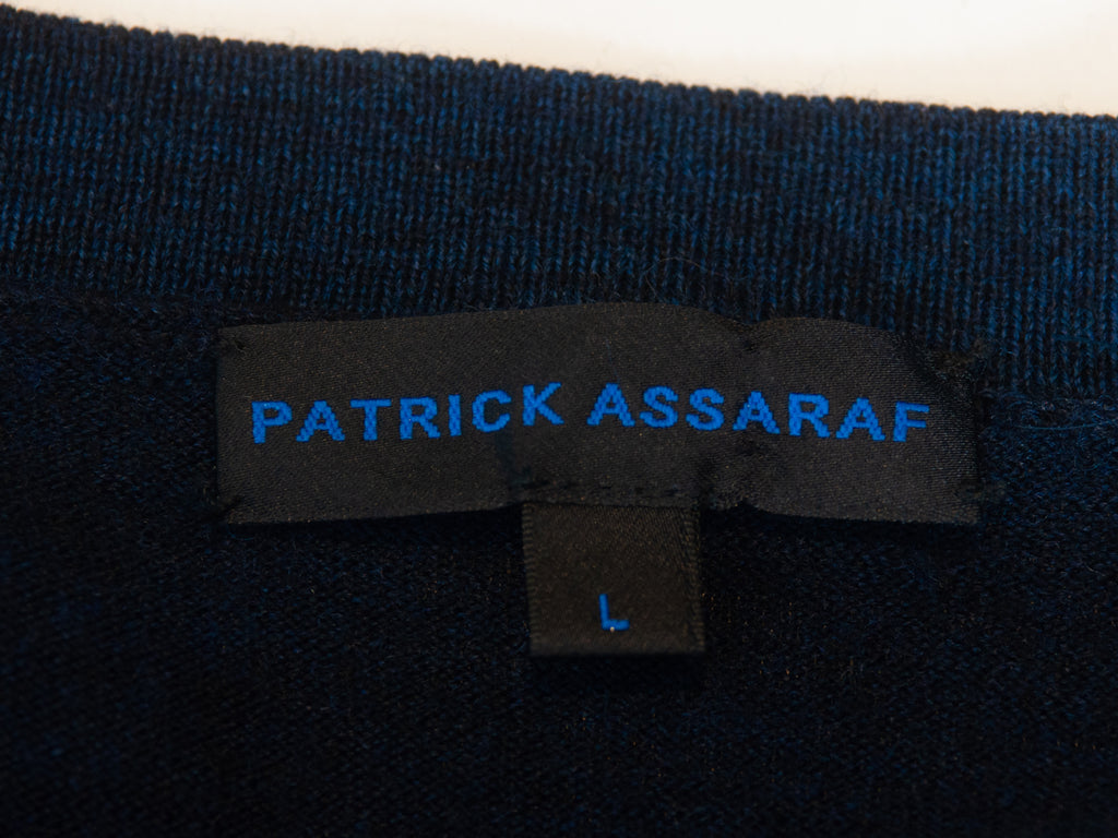 Patrick Assaraf Blue Extra Fine Merino Cardigan Sweater