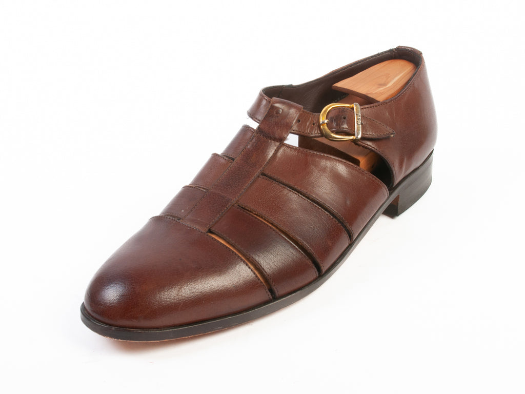 Crockett & Jones Brown Leather Fisherman Gurka Shoes