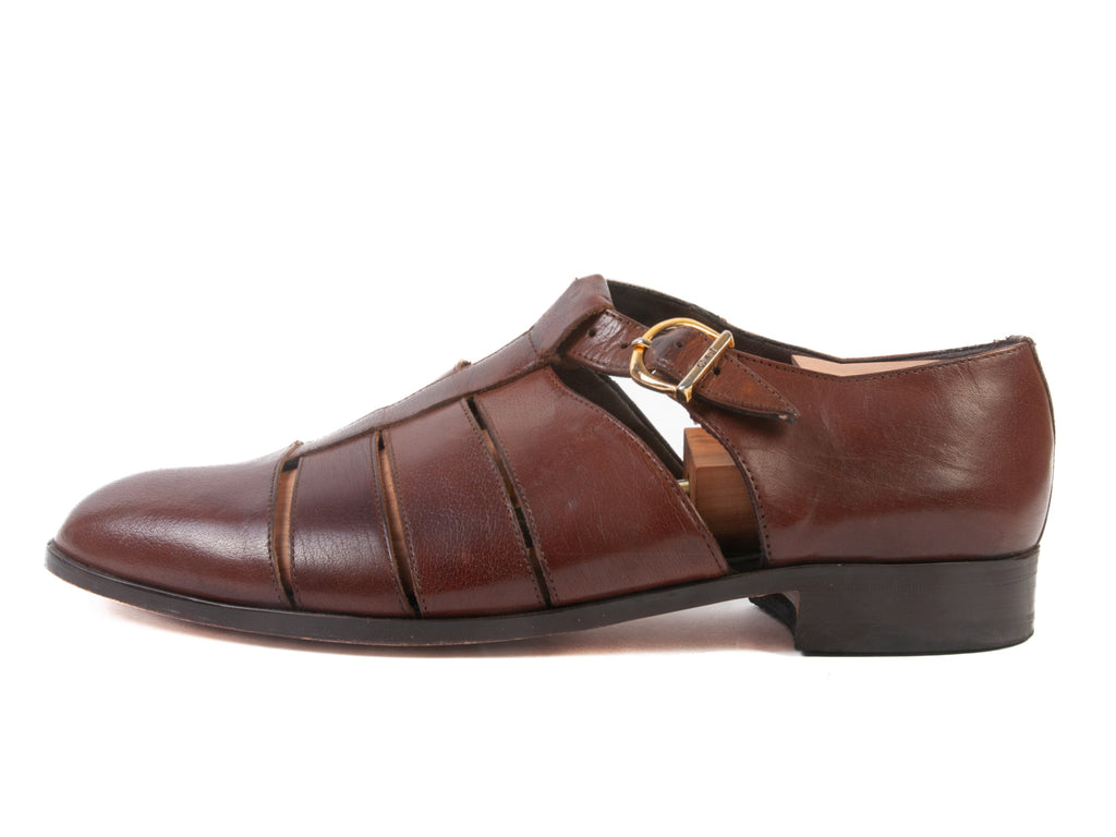 Crockett & Jones Brown Leather Fisherman Gurka Shoes