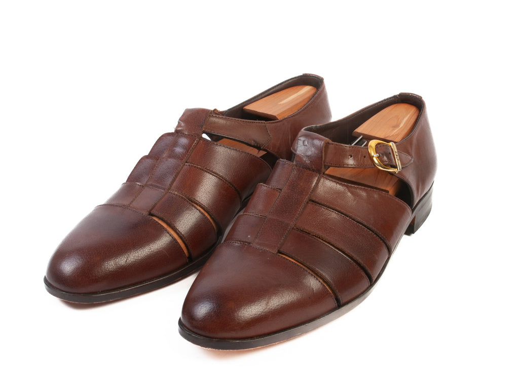 Crockett & Jones Brown Leather Fisherman Gurka Shoes