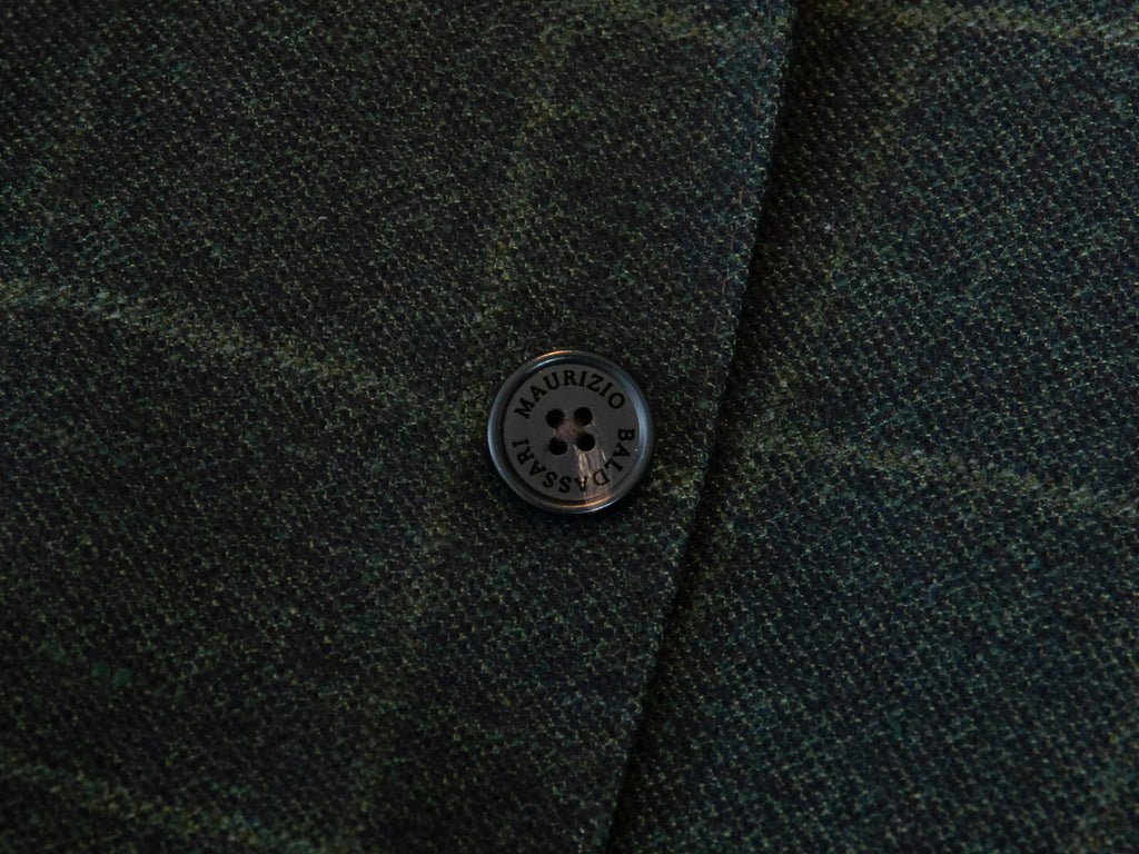 Maurizio Baldassari Dark Green Check Silk Cashmere Blazer