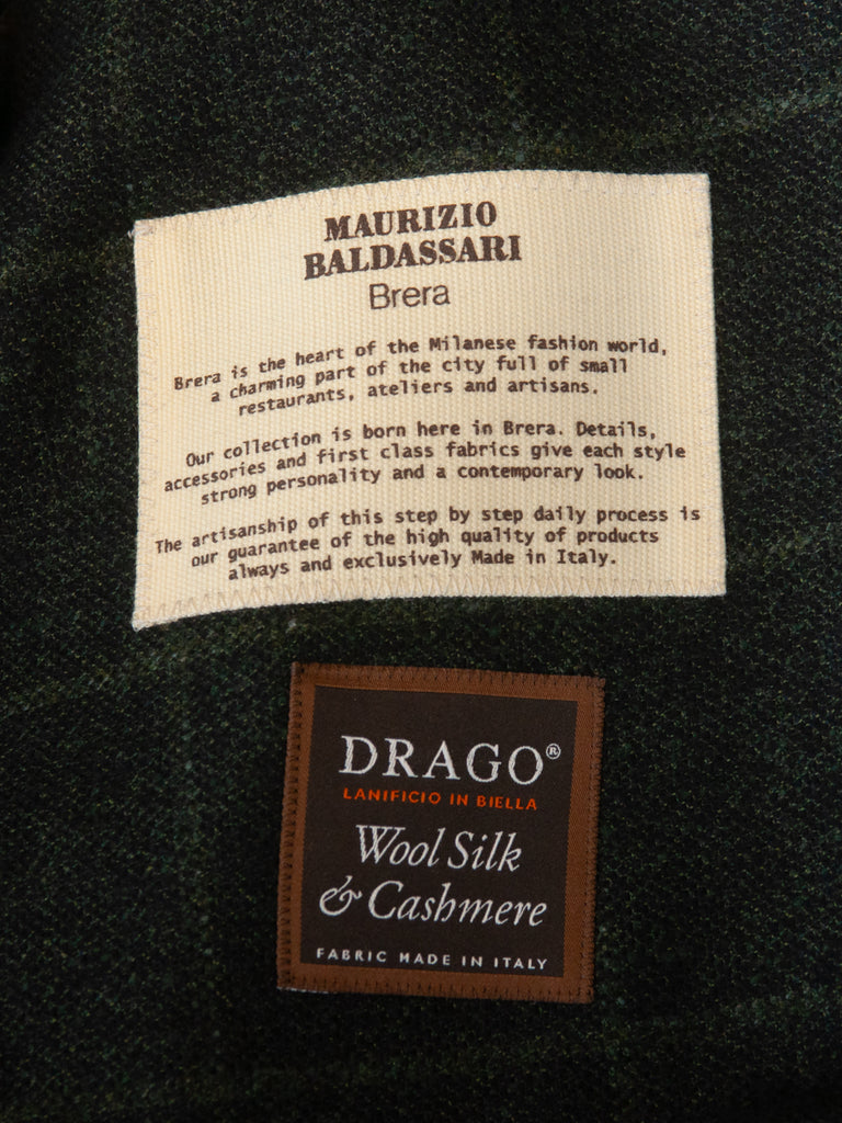 Maurizio Baldassari Dark Green Check Silk Cashmere Blazer