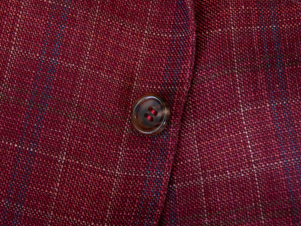 Canali 1934 Burgundy Check Silk Linen Blazer