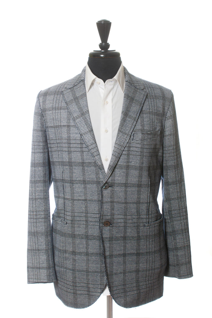 Harris Wharf London White and Black Check Frayed Seam Blazer