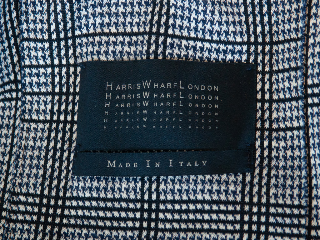 Harris Wharf London White and Black Check Frayed Seam Blazer