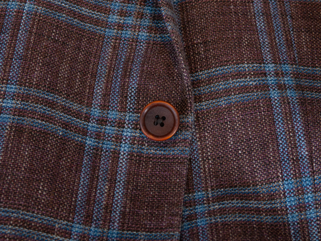 TailoRED Harry Rosen Brown Check Silk Linen Blazer