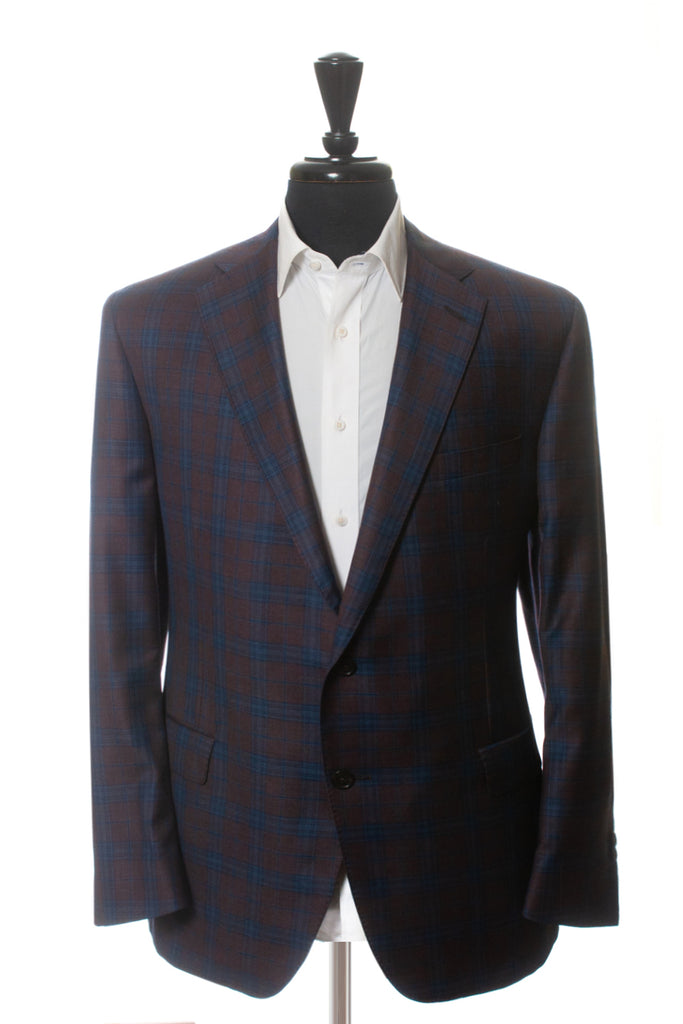 Samuelsohn Blue on Brown Check Garner Blazer