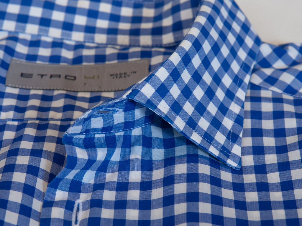 Etro Blue Check Dress Shirt