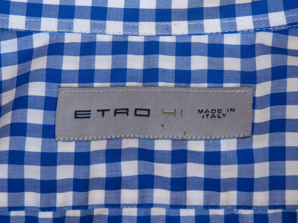 Etro Blue Check Dress Shirt