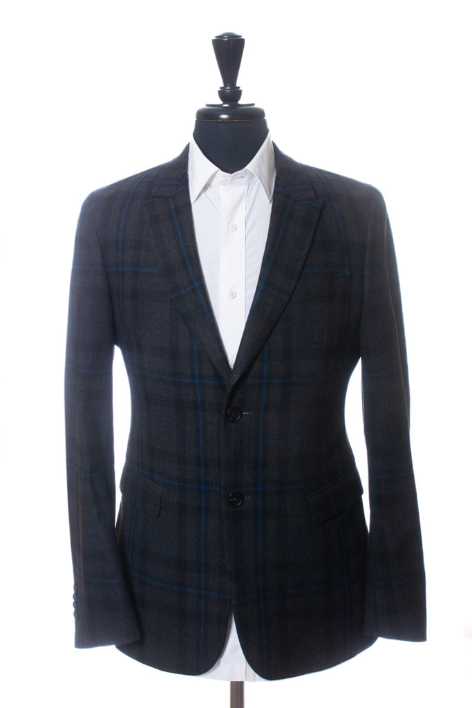 ZZegna Grey Check Flannel Drop 8 Deco Blazer