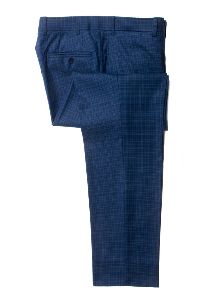 Canali Blue Check Wool Pants