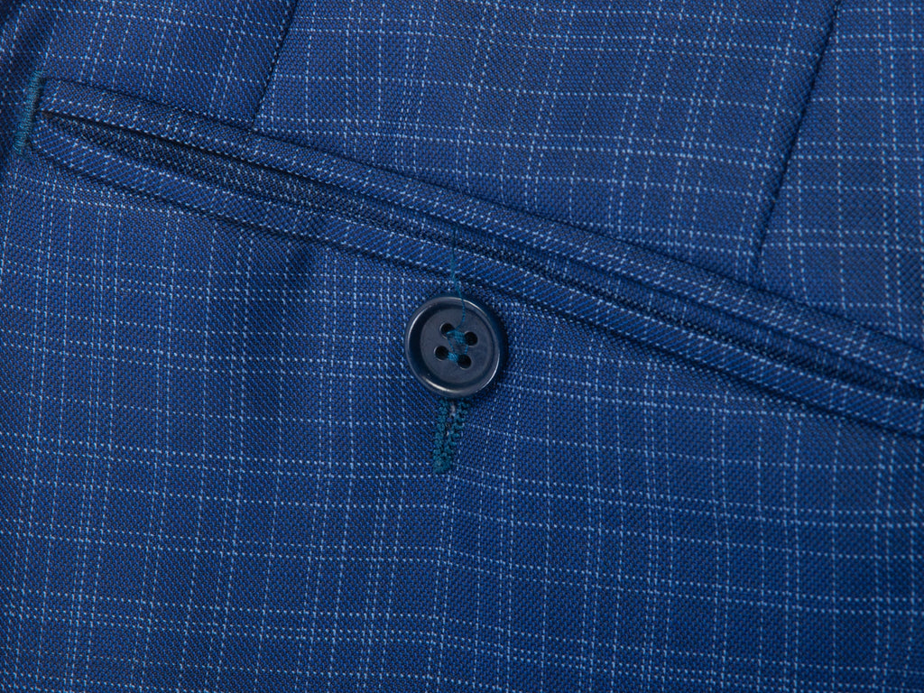 Canali Blue Check Wool Pants