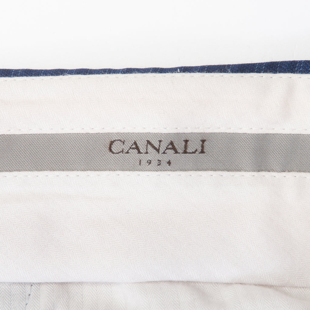 Canali Blue Check Wool Pants