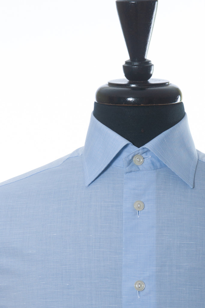 Eton Blue Linen Blend Slub Weave Poplin Contemporary Fit Shirt