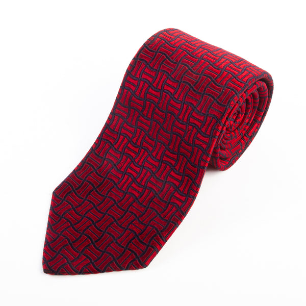 Charvet Red Geometric Patterned Tie