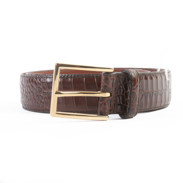 Allen Edmonds Brown Reptile Embossed Leather Belt